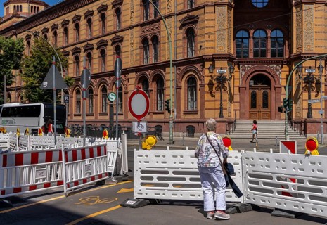 Roadworks and barriers, Oranienburger Straße, Berlin-Mitte, Germany, Europe
