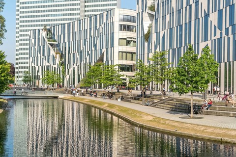 Modern architecture of the Kö-Bogen building complex, state capital Düsseldorf, North