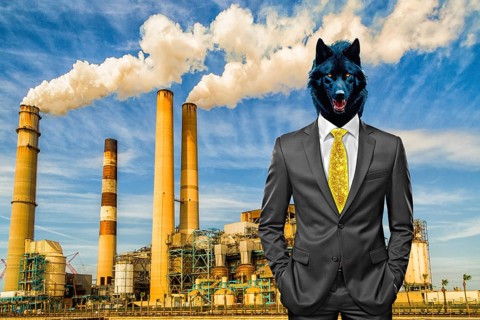Symbolic image, wolf in a suit, industry, economy critical, exploitation, stress, trade union, pay,