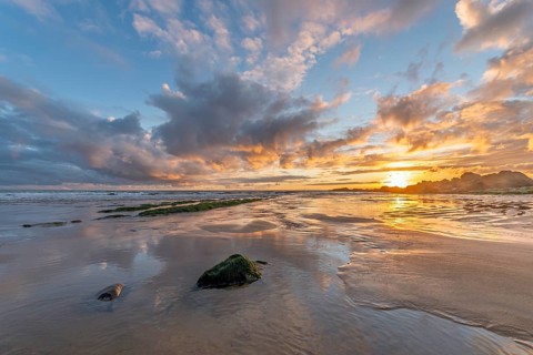 Atlantic Ocean beach at sunset. Les Sables d'Olonne, Vende, France, Europe