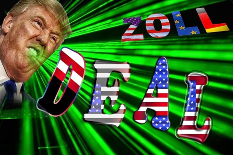 Symbolic image, EU and Germany under political pressure, industry, Donald Trump, tariff threats,