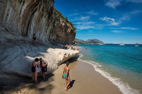 Rocky coast and beach, Cala Luna, Gulf of Orosei National Park, Parco Nazionale del Gennargentu e