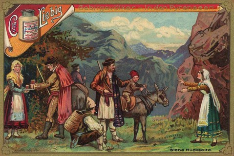Picture series Mountain peoples, in the Pyrenees, France and Spain, Liebig picture, digitally
