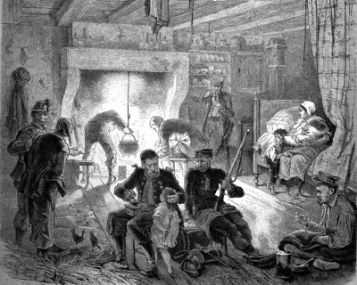 Foray of a field painter at Quartier No. 4 near Metz in France, home of a farmer, illustration from