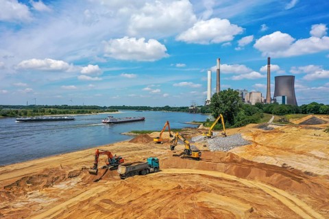 Dinslaken, Voerde, North Rhine-Westphalia, Germany, Emscher estuary into the Rhine. Construction