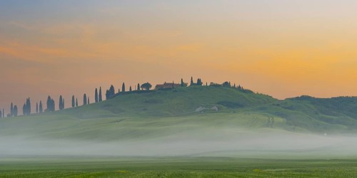 Sunrise in the Crete Senesi, Province of Siena, Tuscany, Italy, Europe