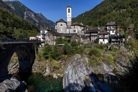 Lavertezzo on the Verzasca, Verzasca Valley, Valle Verzasca, Canton Ticino, Switzerland, Europe
