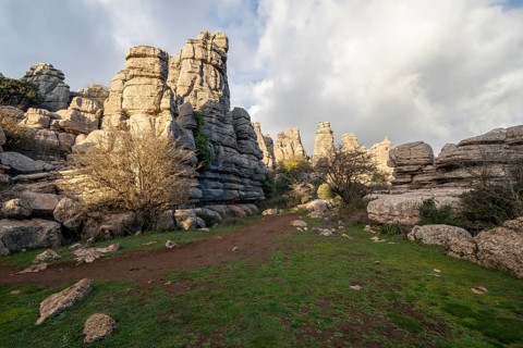 Bizarre limestone rock formations, El Torcal nature reserve, Torcal de Antequera, Malaga province,