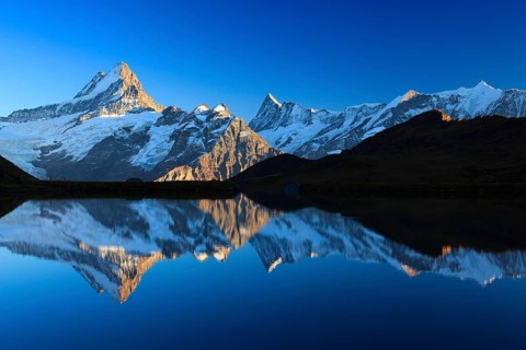 Bachalpsee, Schreckhorn, 4078 m, Finsteraarhorn, 4274 m, Bernese Oberland, Switzerland, Europe