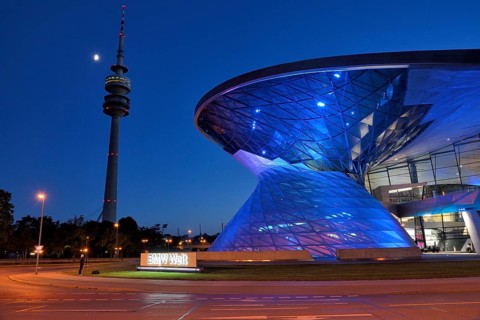 BMW World in evening light, Munich, Bavaria, Germany, Europe