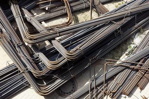 Right-angled bent structural steel, Düsseldorf, North Rhine-Westphalia, Germany, Europe