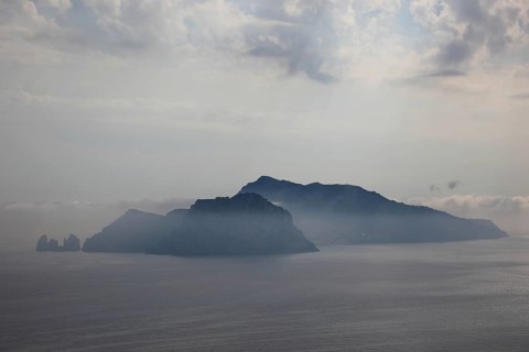 View to Capri from Punta Campanella, Campania, Italy, Europe