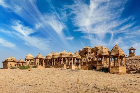 Bada Bagh ancient cenotaphs in Jodhpur, Rajasthan, India, Asia