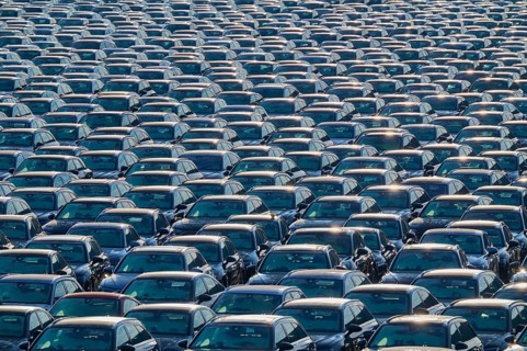 Large number of cars on assembly point, Brand Audi, Germany, Europe