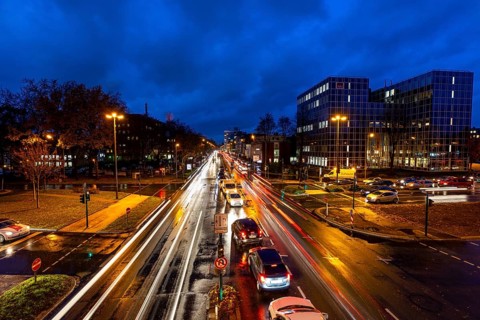Bundesstrasse B224, Alfredstrasse, in Essen Rüttenscheid, evening rush hour traffic, this area