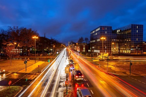Bundesstrasse B224, Alfredstrasse, in Essen Rüttenscheid, evening rush hour traffic, this area