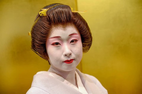 Geisha in traditional costume, portrait, Omori, Tokyo, Japan, Asia