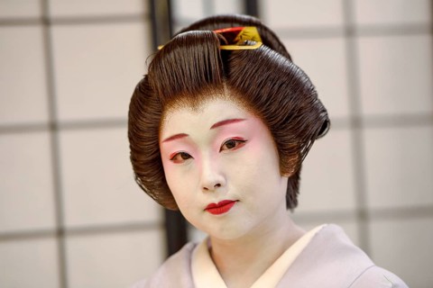 Geisha in traditional costume, portrait, Omori, Tokyo, Japan, Asia