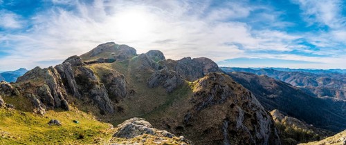 Panoramic view of the top of the Aiako Harria or Peñas de Aya mountain in the town of Oiartzun,