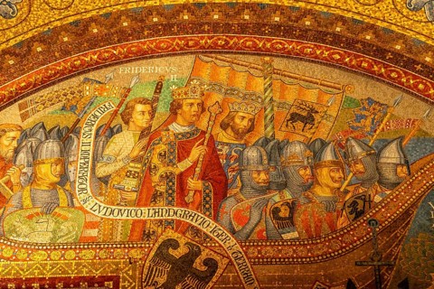 Glass mosaic of the Elisabeth Bower, medieval woman's chamber in the Wartburg in Eisenach,