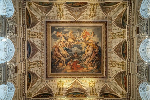 Painting Cycle of Life by Hans Canon on the ceiling of the staircase, Natural History Museum