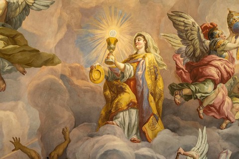 Fresco in the dome of the baroque Karlskirche church in Vienna, Austria, Europe