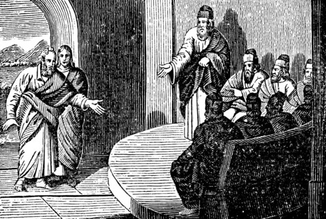 Healing of the lame man in the name of Jesus Christ, Peter delivers his defence speech in front of