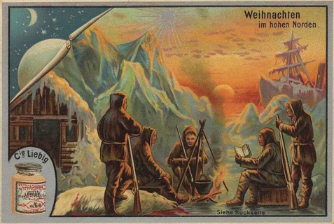 Picture series famous Christmas, in the far north, Liebig picture, digitally restored reproduction