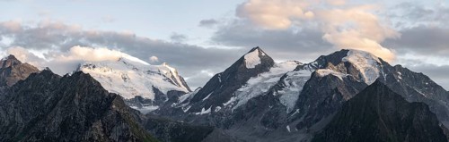 Mountain landscape at sunset, summit Grand Combin de Grafeneire, Fionnay, Valais Alps, Valais,