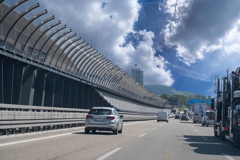 Noise protection on the A6 Nuremberg-Heilbronn motorway, Baden-Württemberg, Germany, Europe