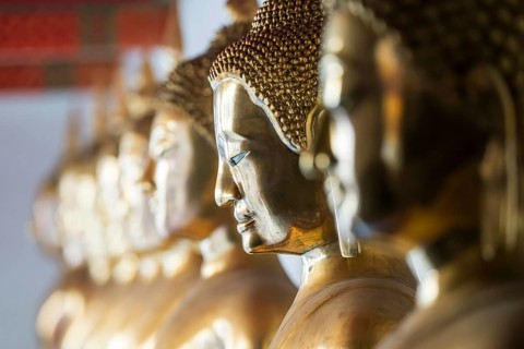 Wat Pho temple in Bangkok near the Grand Palace, Buddhist monastery with hundreds of Buddha statues