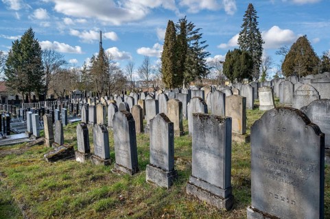 Old graves at the Israeli cemetery, inaugurated in 1882, Werner-von Siemens Str. 2, Würzburg, Lower