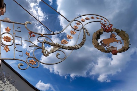 Historic nose plate from the former Rotes Ross inn, around 1650, Weinmarkt, Nuremberg, Middle