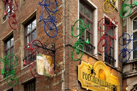Exterior facade of the Poechenellekelder theatre puppet cellar, Brussels, Belgium, Europe