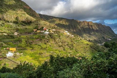 Landscape in the valley of Hermigua, La Gomera, Canary Islands, Spain, Europe