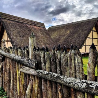 Reconstructed Celtic hilltop settlement Altburg, Bundenbach, Birkenfeld district, Hunsrück,