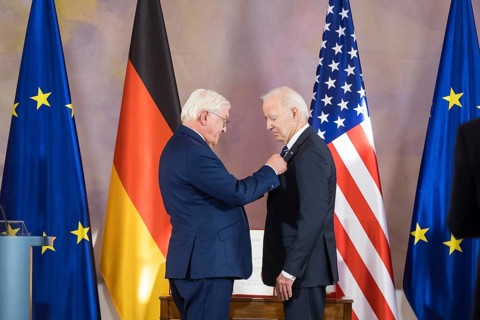 Joe Biden (46th President of the United States) receives the special grade of the Grand Cross from