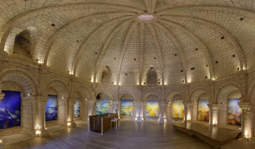 Interior view of the rotunda or castle tower (donjon) from the 12th century is also used as a