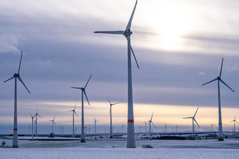 Wind farm, north of Lichtenau, self-proclaimed energy town, over 190 wind turbines and over 1200