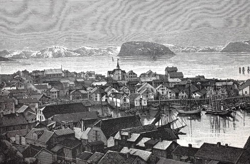 The town of Hammerfest in 1895, Norway, reproduction of an original, around 1900, historical,
