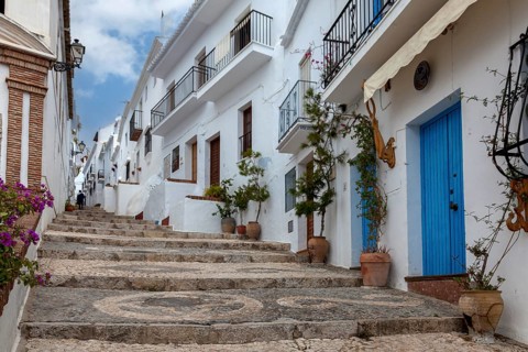 Alley in Frigiliana, Costa del Sol, Axarquía, Andalusia, Province of Málaga, Spain, Europe