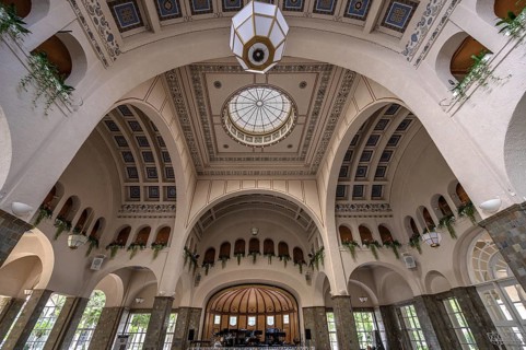 Wandelhalle in the Kissingen spa, inaugurated in 1842, replaced by a new building in 1911, Bad