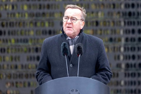Berlin, Germany, 17.11.2024: Federal Minister of Defence Boris Pistorius gives a speech in front of