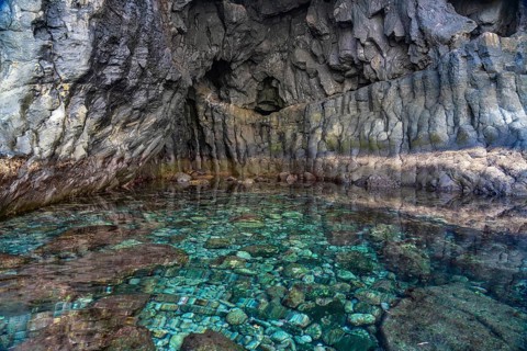 The natural volcanic pool Charco de la Laja, El Hierro, Canary Islands, Spain, Europe