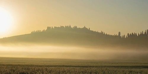 Sunrise in the Crete Senesi, Province of Siena, Tuscany, Italy, Europe