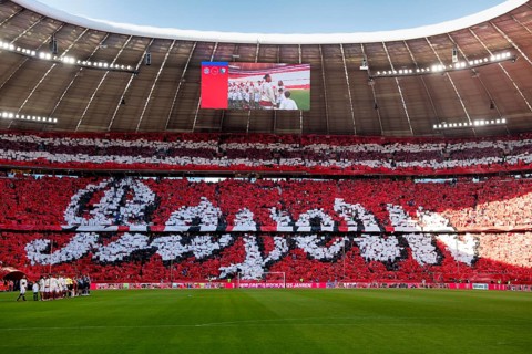 Choreo, choreography, fan action lettering Bayern, north curve, anniversary 125 years FC Bayern