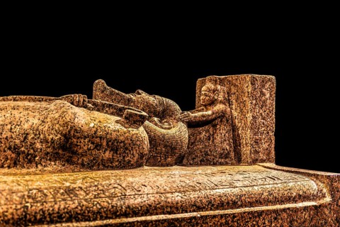Lid of the sarcophagus of Merenptah, reused for Psusennes I from the exhibition: Ramses the Great