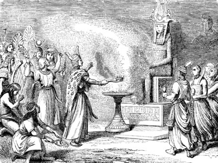 Rite of sacrifice of the priests in Egypt, beginners of human society, ceremony in honour of the