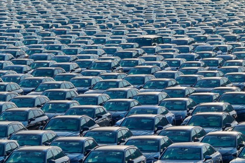 Large number of cars on assembly point, Brand Audi, Germany, Europe