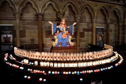 Statue of the Virgin Mary in the Cathédrale Notre Dame de Strasbourg, Strasbourg Cathedral, Unesco